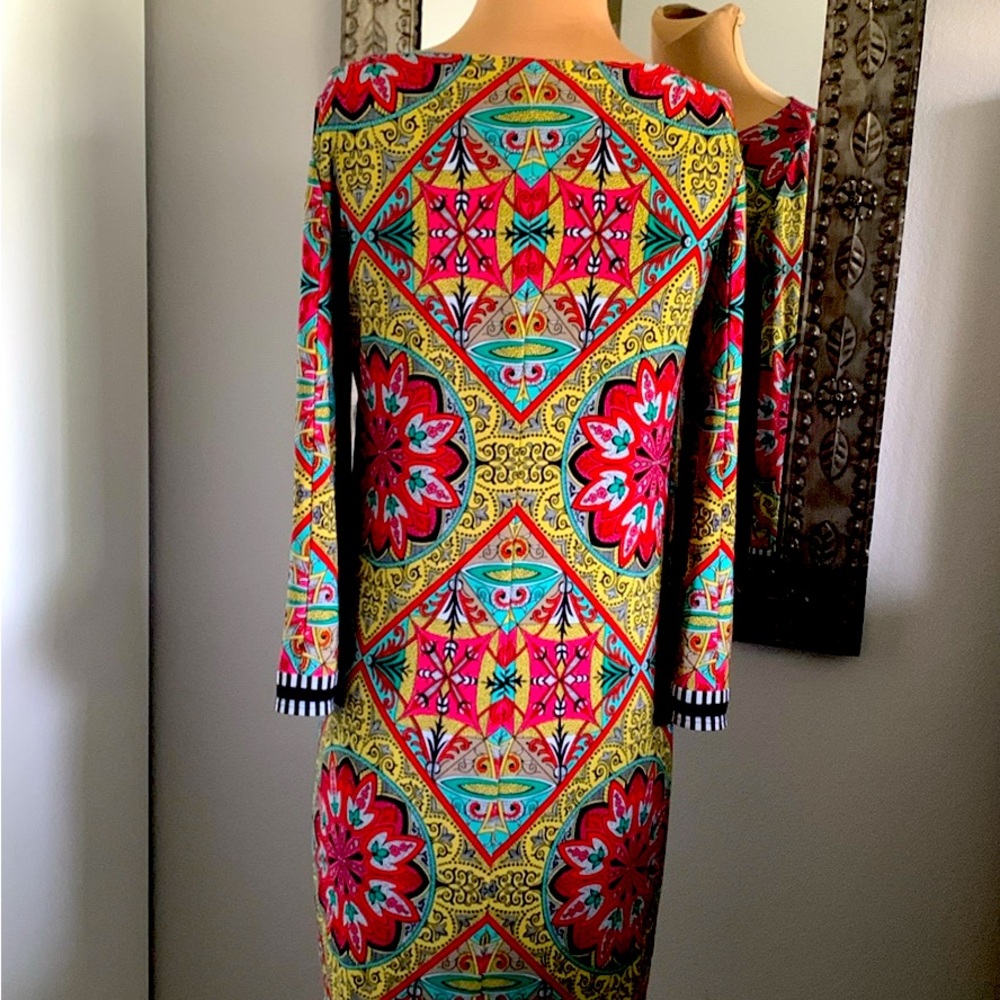 DRESS BY LAUNDRY SHELLI SEGAL STUNNING PRINT EXCELLENT COND SIZE 4 - Picture 6 of 8